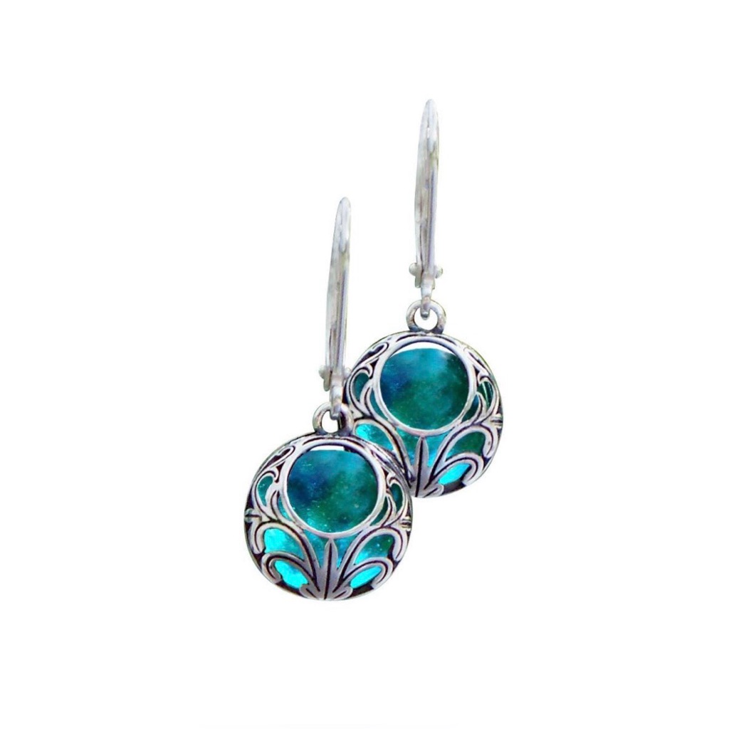 Elegant Silver And Blue Earrings